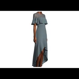 BCBGMAXAZRIA Blue High Low Ruffle Gown